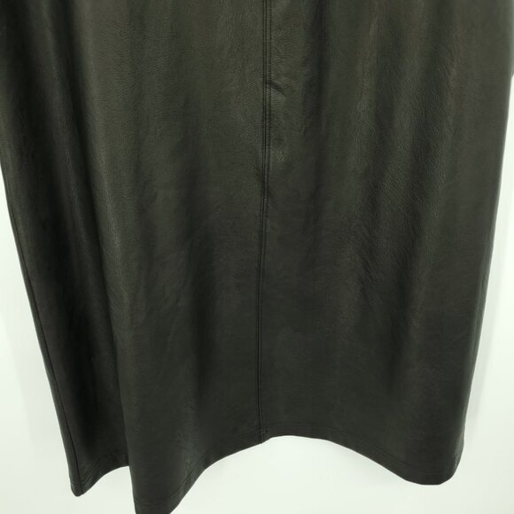 SPANX Leather Like Faux Leather Pull On Midi Skirt M Black #20321R - Picture 12 of 14